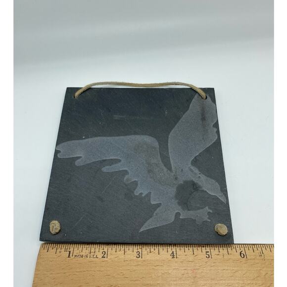 Eagle‎ Engraved Slate Art Tile signed D Dixon 1992 - Picture 4 of 5